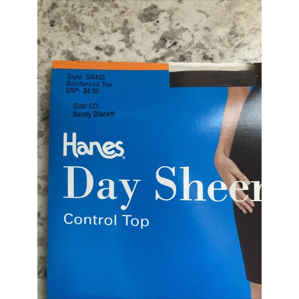 Hanes Day Sheer Control Top Pantyhose Lot Of 2 Little Color & Black Size CD